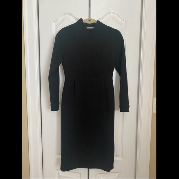 NWT Oak+ Fort Mandarin neckline l/s black dress - Picture 1 of 4